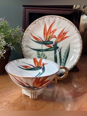 🧡(UT) Vintage “Bird of Paradise” Teacup and Saucer